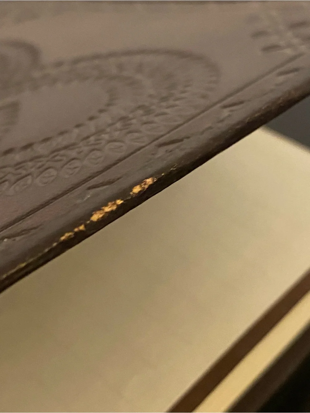 Embossed brown faux leather journal